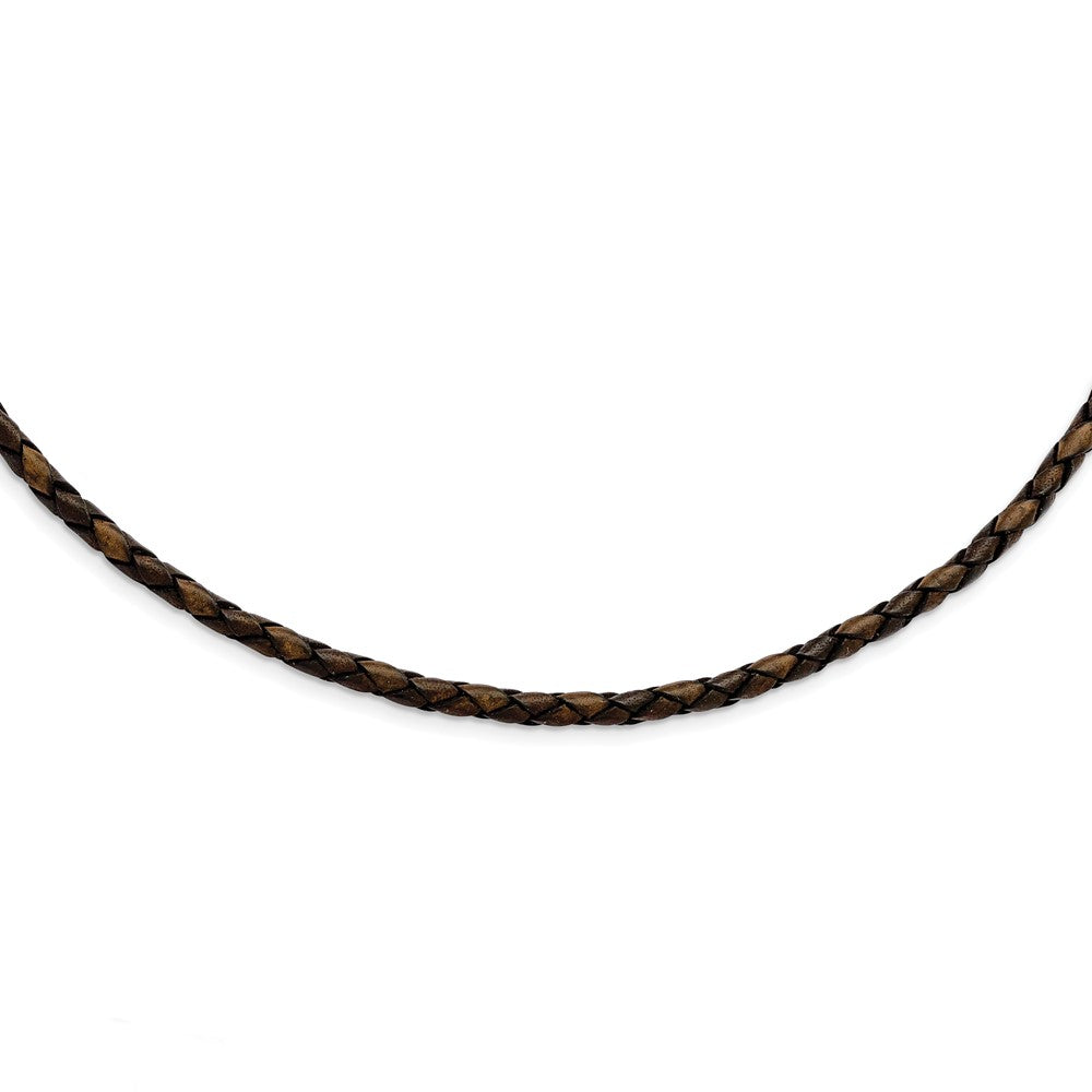 4mm Genuine Leather Hexagon Weave 20in Necklace