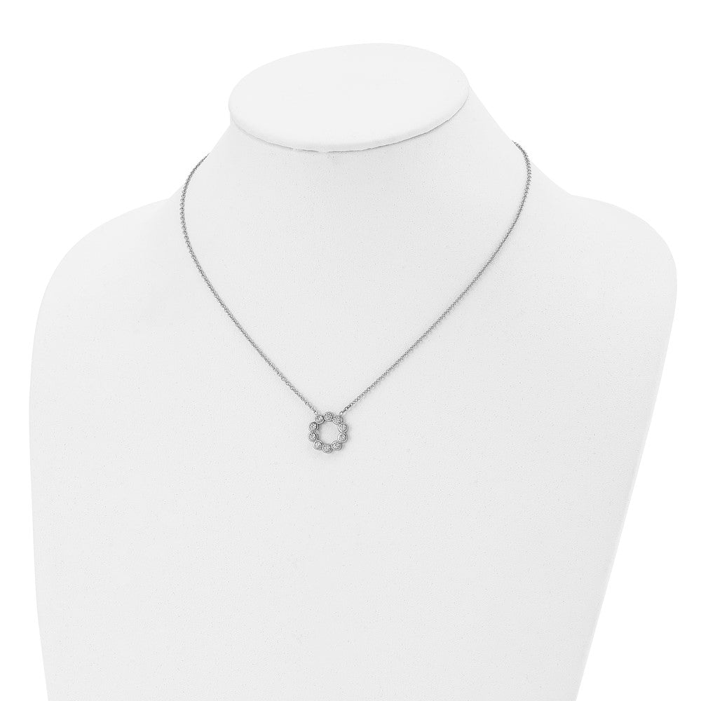 Stainless Steel Polished w/CZ 17.25in Necklace