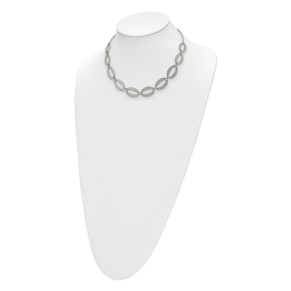 Stainless Steel Polished Laser Cut 17in w/1.75in ext Necklace