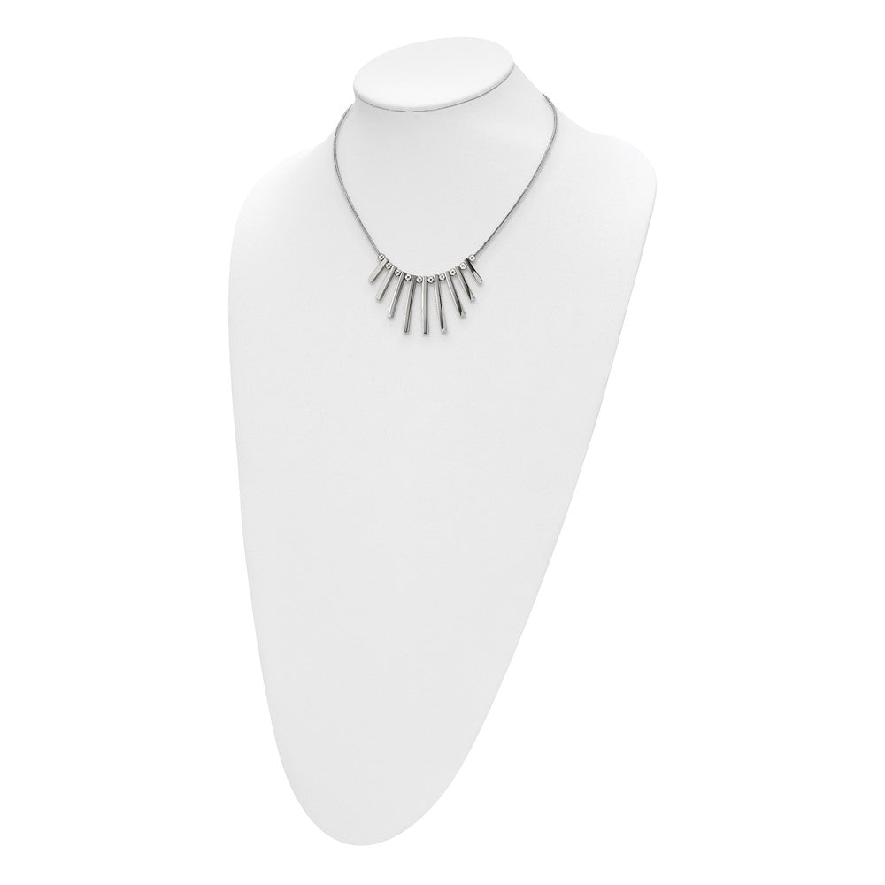 Stainless Steel Polished Bars and Beads 15.75in w/1in ext Necklace