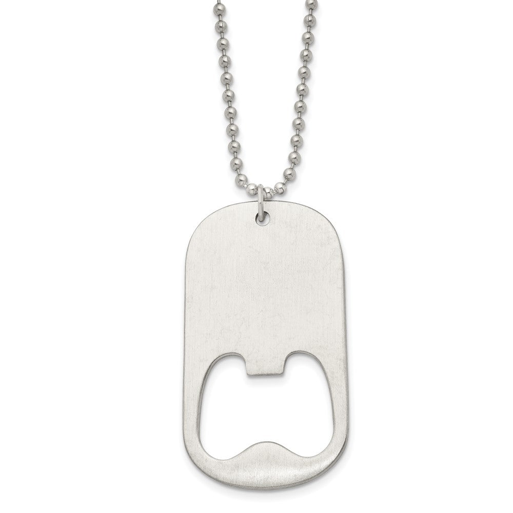 Chisel Stainless Steel Brushed Functional Bottle Opener Dog Tag on a 22  inch Ball Chain Necklace