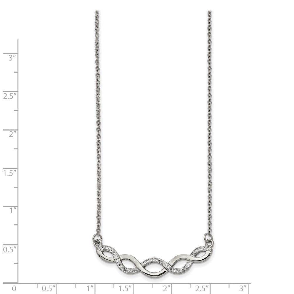 Stainless Steel Polished w/Preciosa Crystal 16.5in w/2in ext Necklace