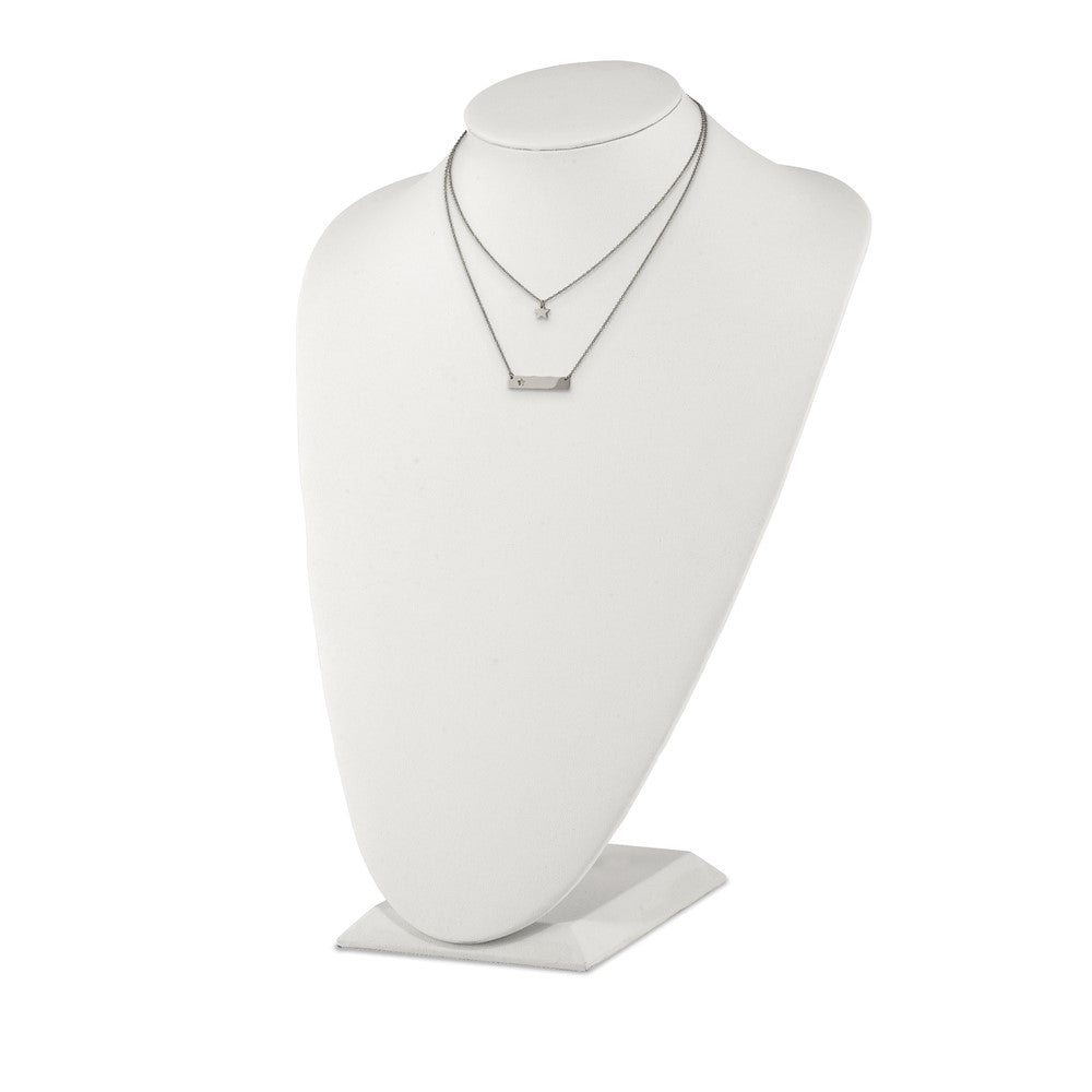 Stainless Steel Polished Star and Bar Multi Strand w/1.5in ext Necklace