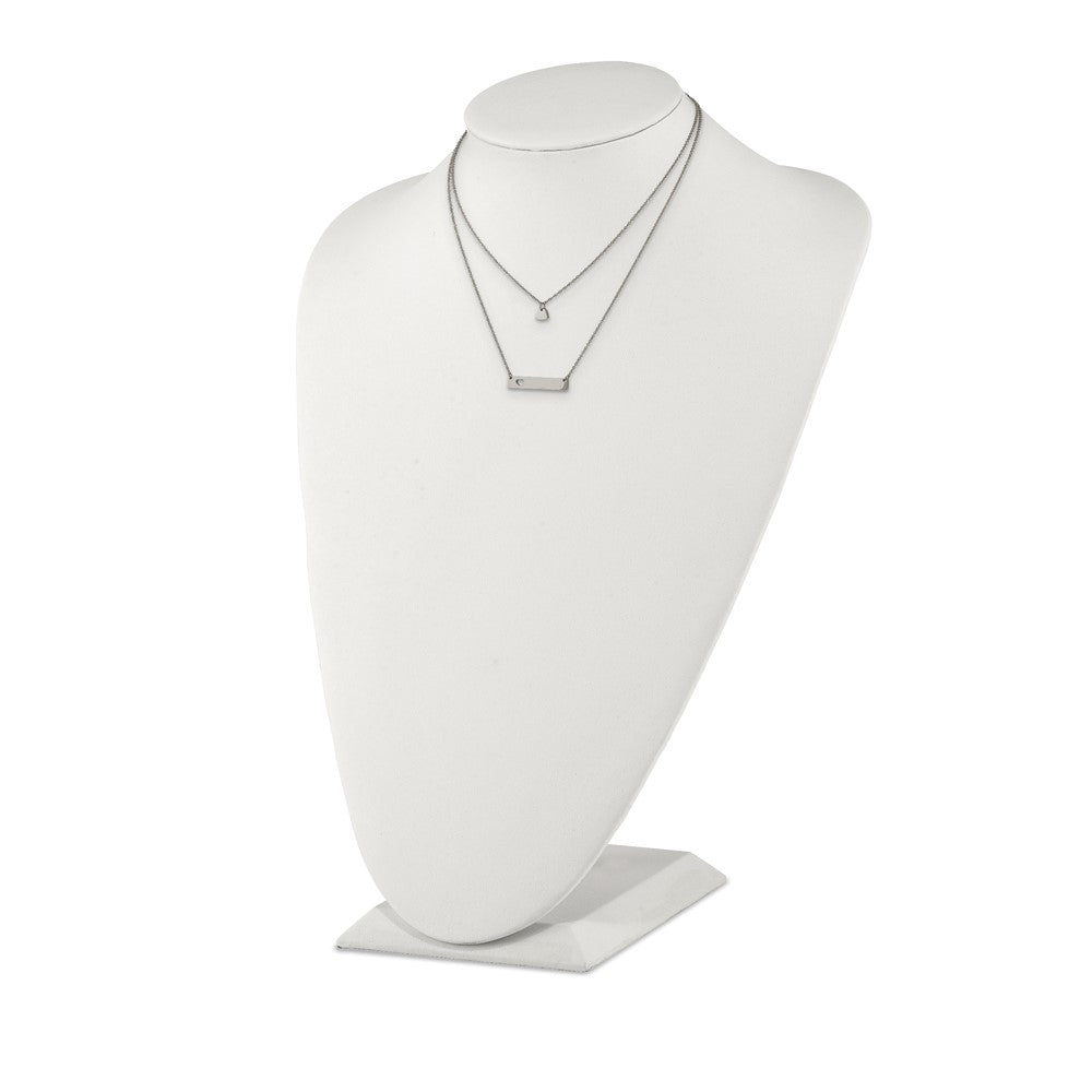 Stainless Steel Polished Heart and Bar Multi Strand 1.5in ext Necklace