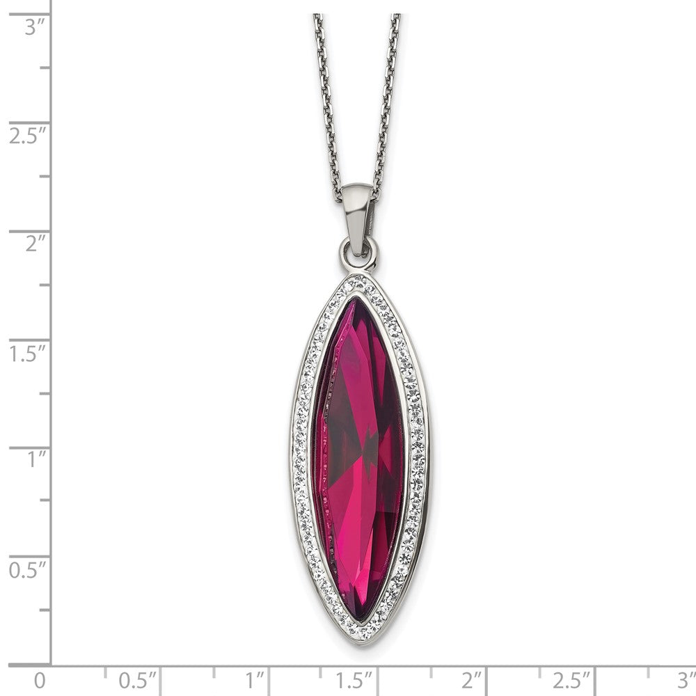 Stainless Steel Polished Red Crystal & Preciosa Crystal w/2in ext Necklace