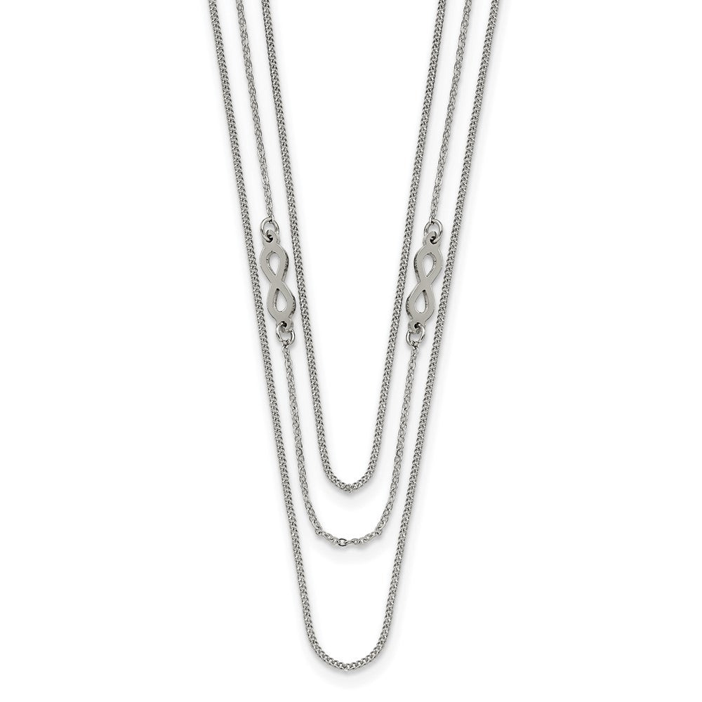 Stainless Steel Polished Infinity Sign 3-Strand 36in Necklace