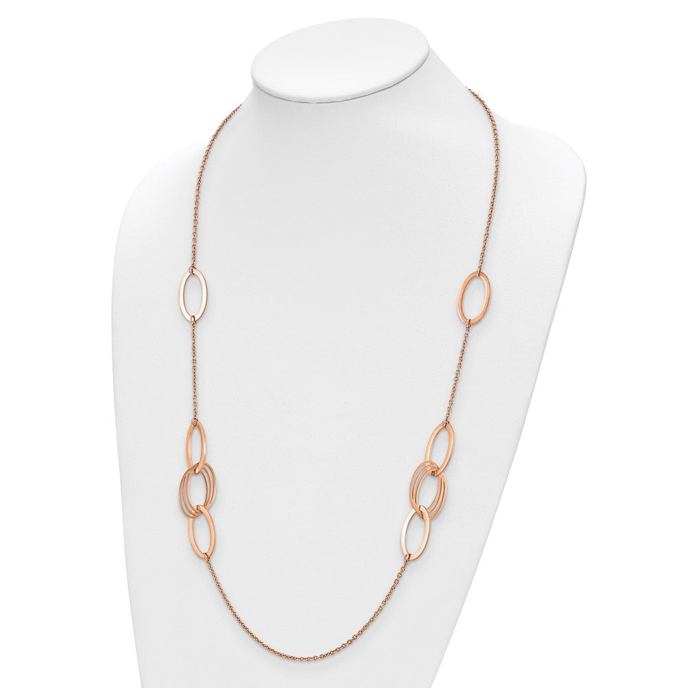 Stainless Steel Polished Rose IP-plated 32in Necklace
