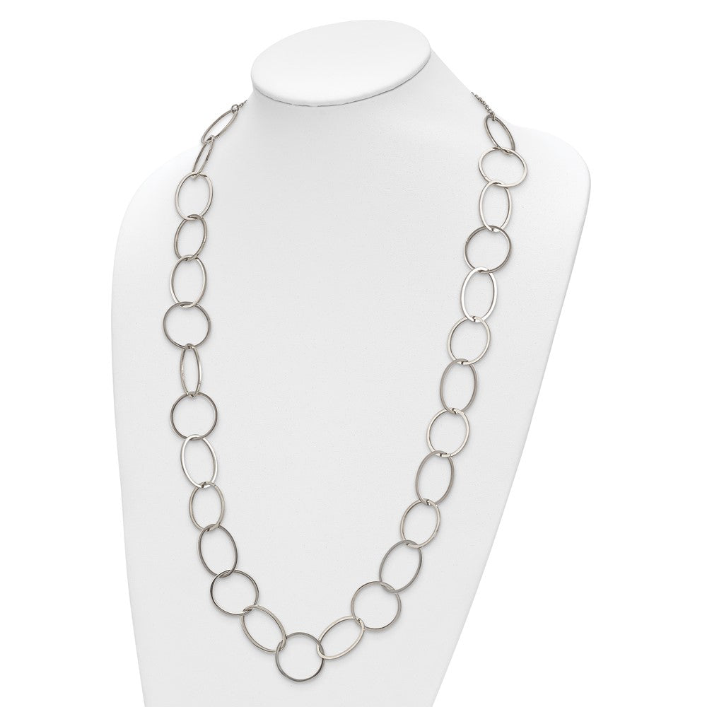 Stainless Steel Polished Circle Link 31.25in Necklace