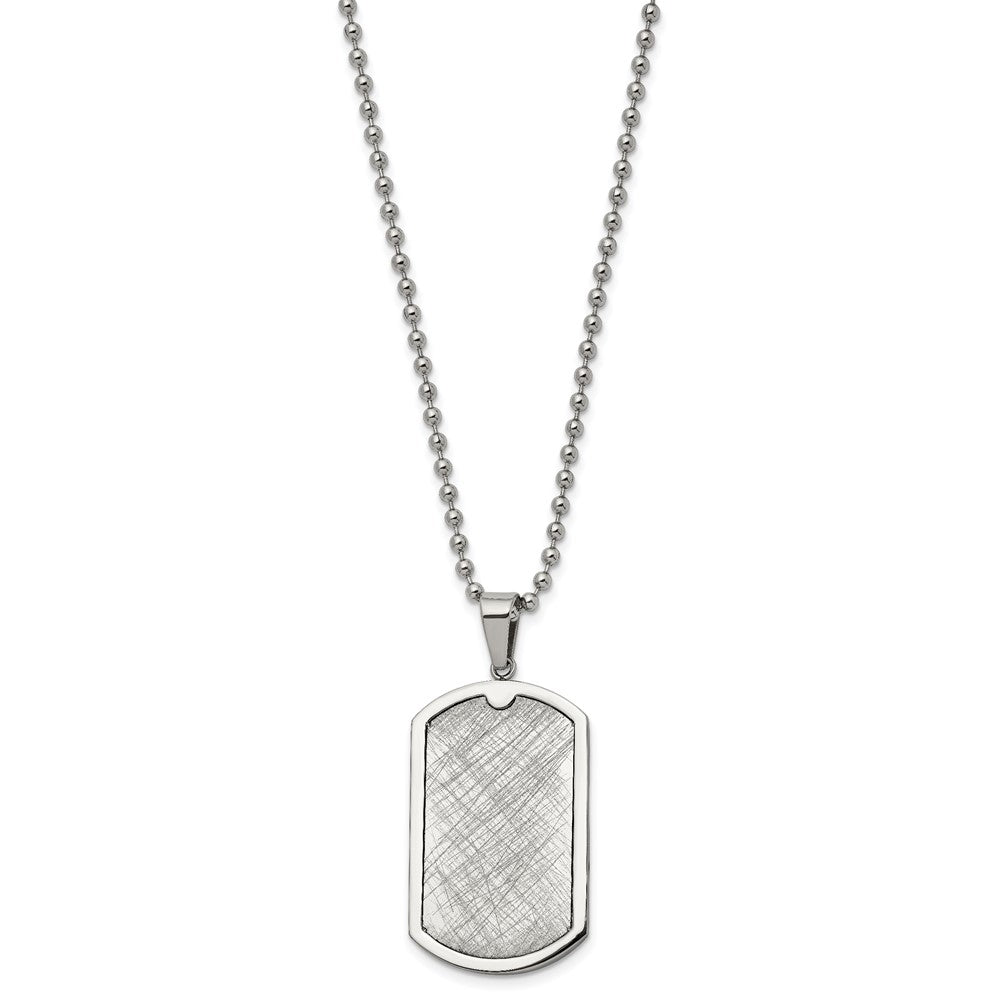 Stainelss Steel Polished Scratch Finish Center Dog Tag 24in Necklace