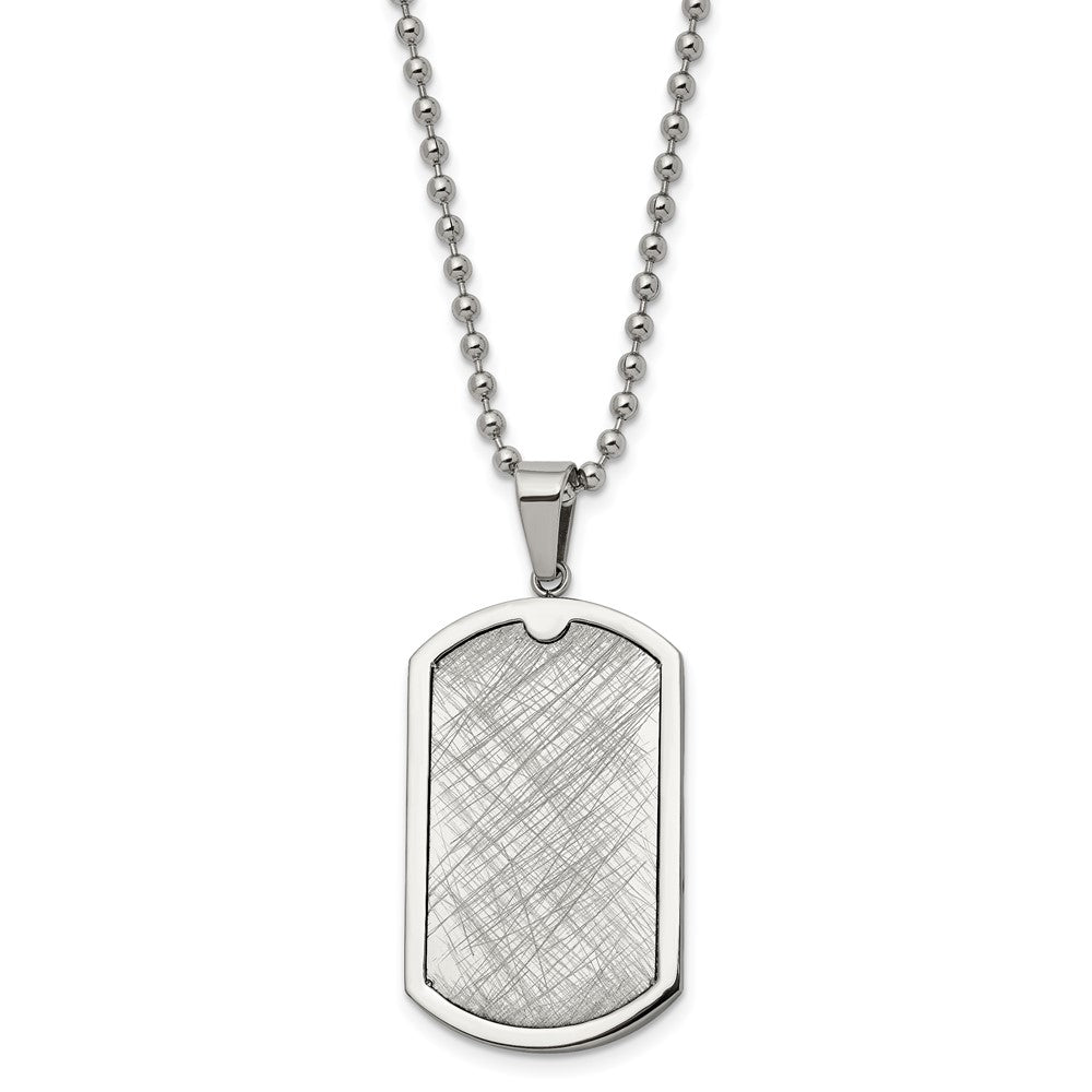 Stainelss Steel Polished Scratch Finish Center Dog Tag 24in Necklace