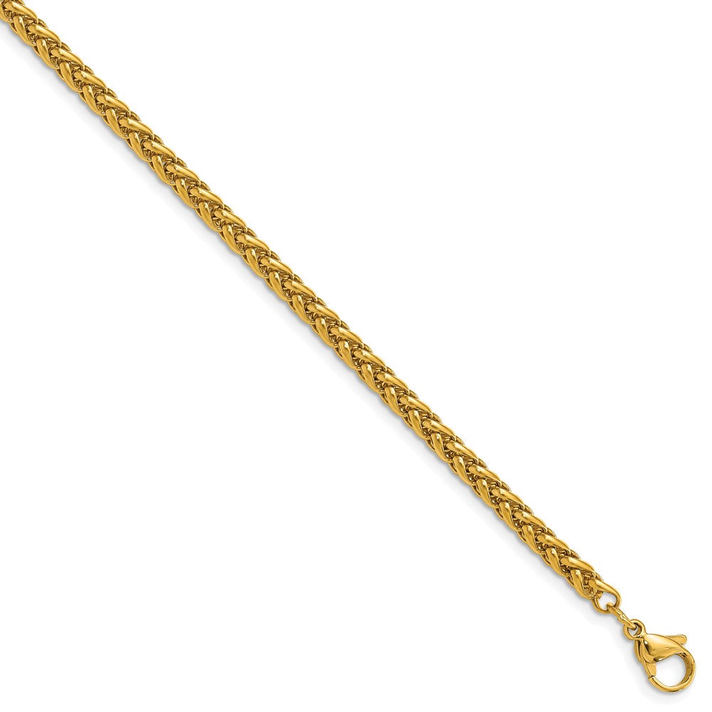 Stainless Steel Polished Yellow IP 24in Spiga 4mm Chain Necklace