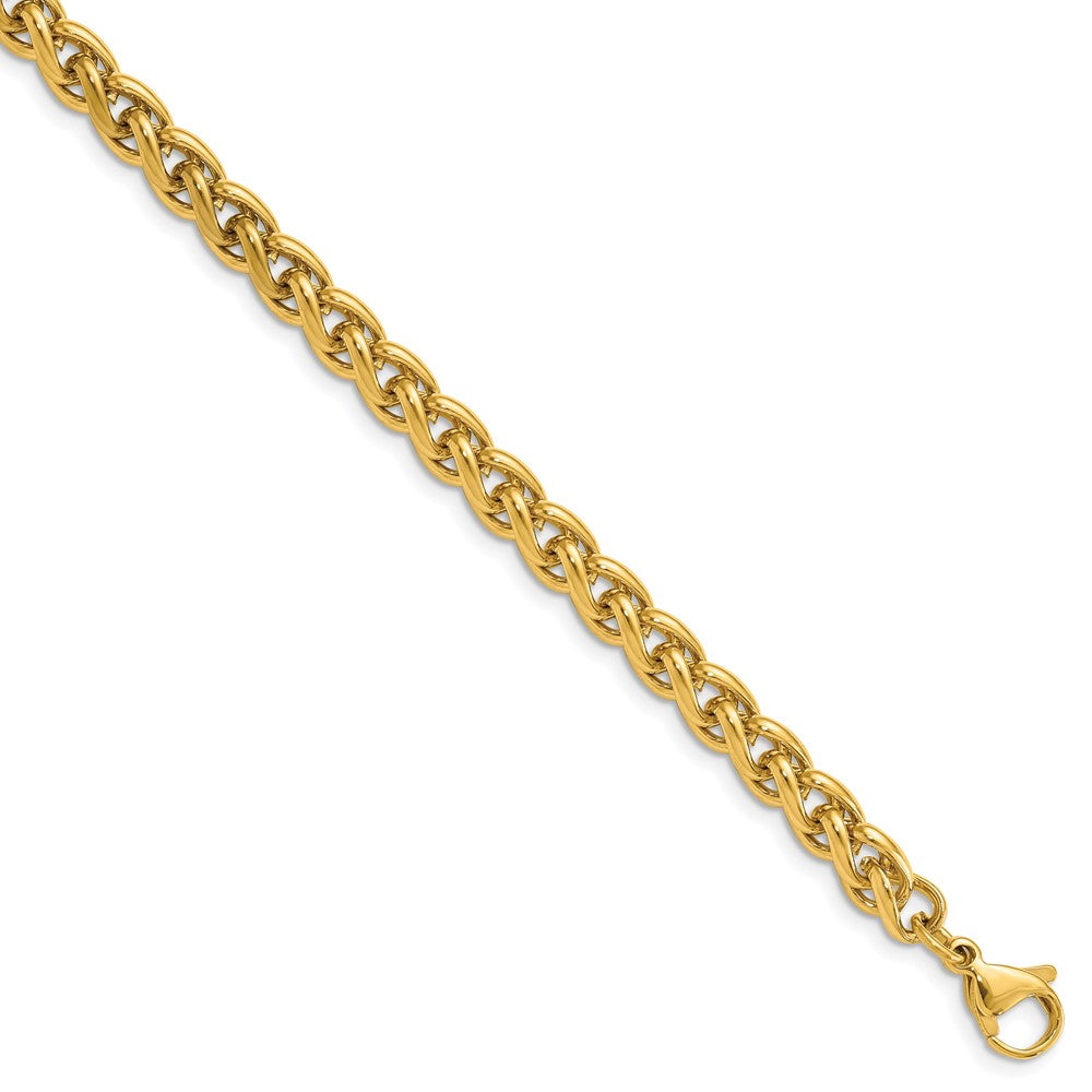 Stainless Steel Polished Yellow IP 24in Spiga 6mm Chain Necklace
