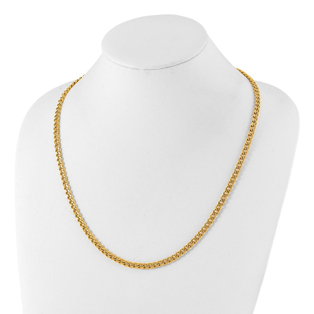 Stainless Steel Polished Yellow IP 24in Curb 5mm Chain Necklace