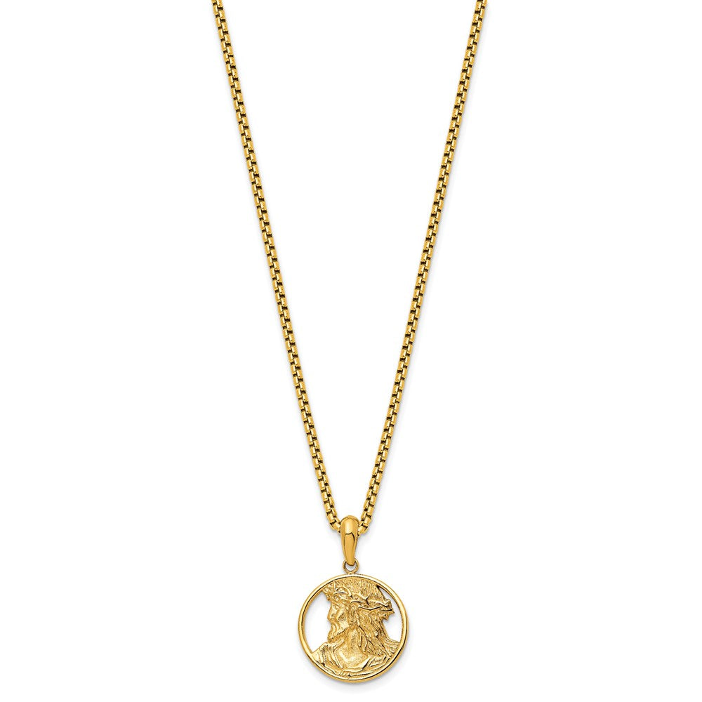 Stainless Steel Polished Yellow IP-plated Jesus 22in Necklace