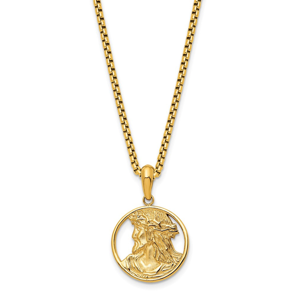 Stainless Steel Polished Yellow IP-plated Jesus 22in Necklace