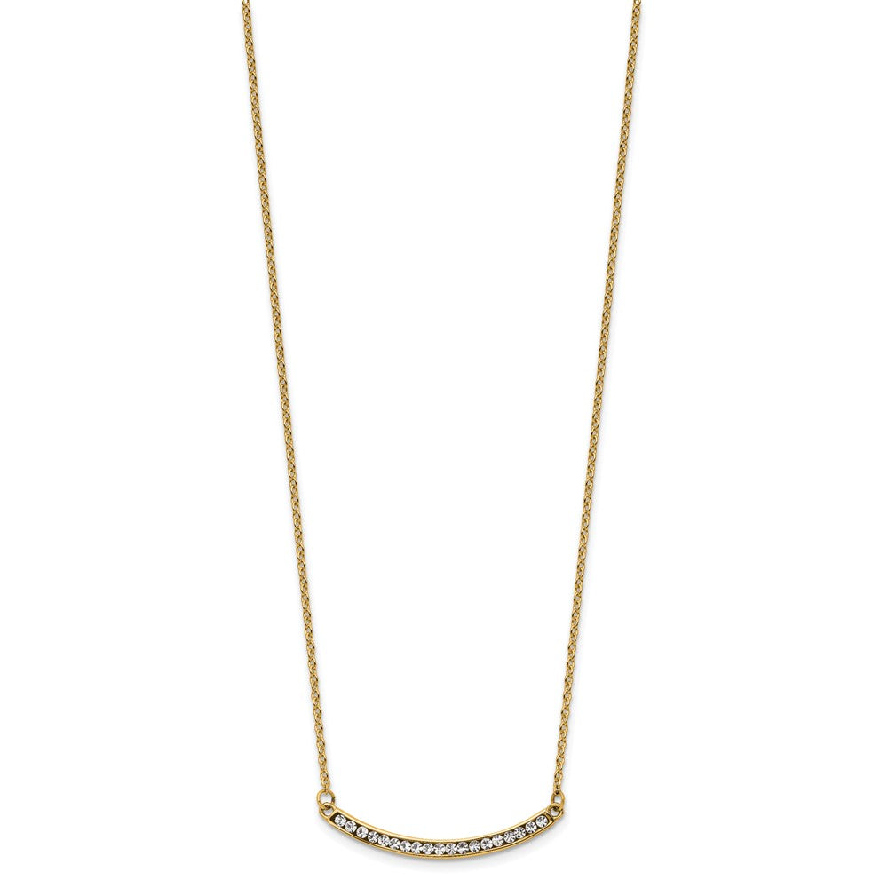 Stainless Steel Polished Yellow IP Curved Bar w/Clear Preciosa w/2in ext. N