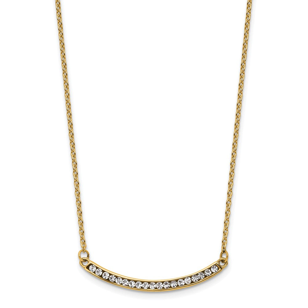 Stainless Steel Polished Yellow IP Curved Bar w/Clear Preciosa w/2in ext. N