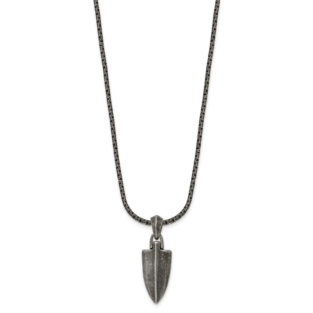Stainless Steel Antiqued and Polished Arrow 28in Necklace