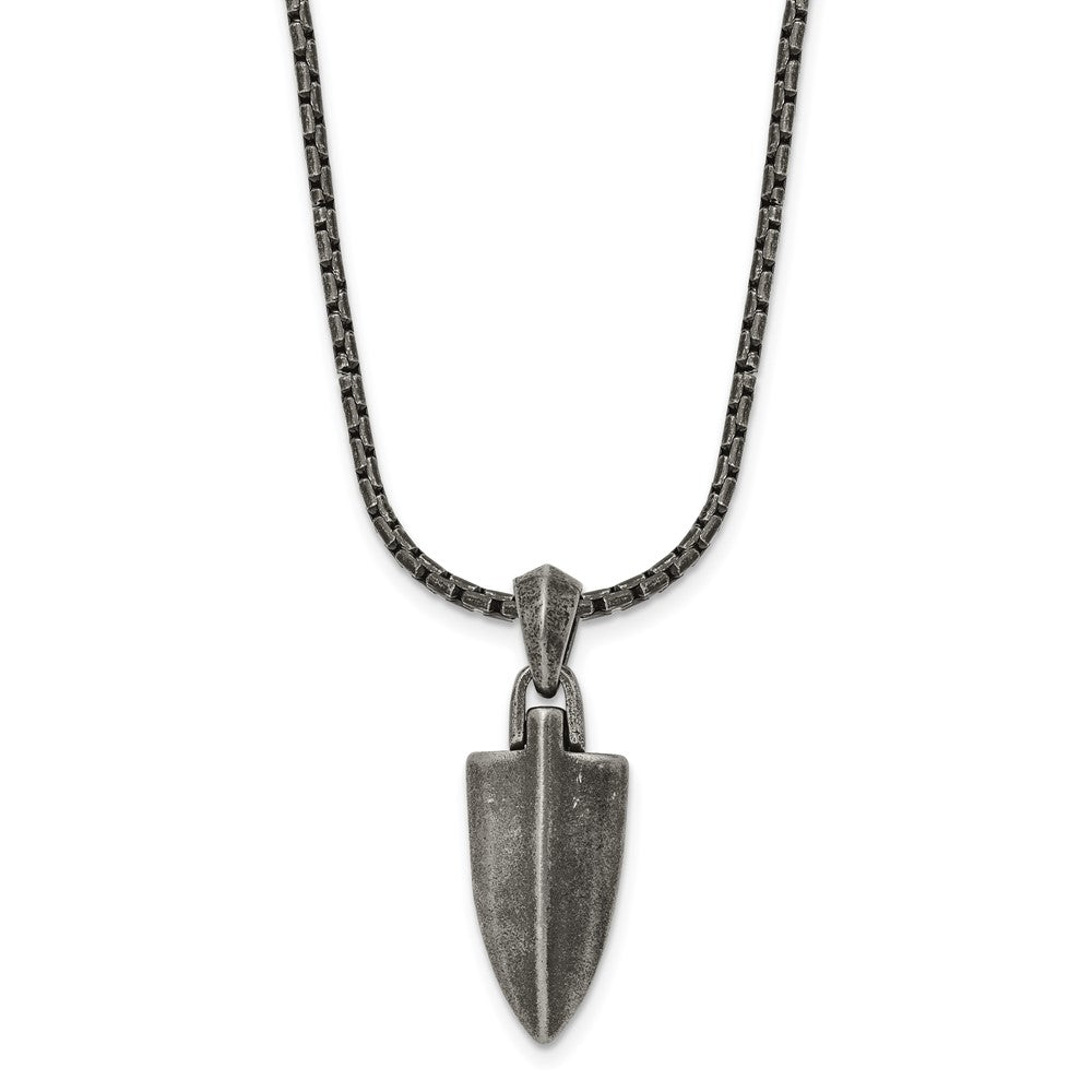 Stainless Steel Antiqued and Polished Arrow 28in Necklace