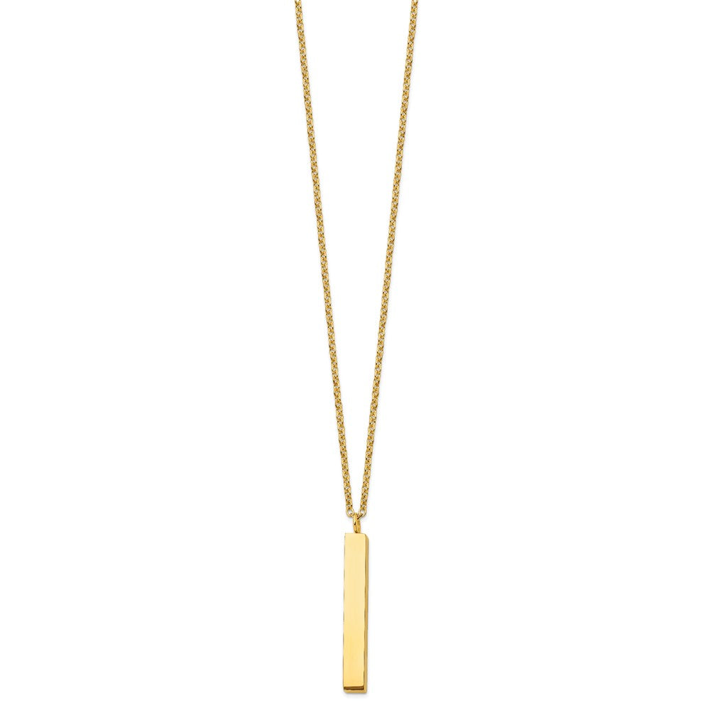 Stainless Steel Polished Yellow IP Vertical Bar 15in w/3in ext. Necklace