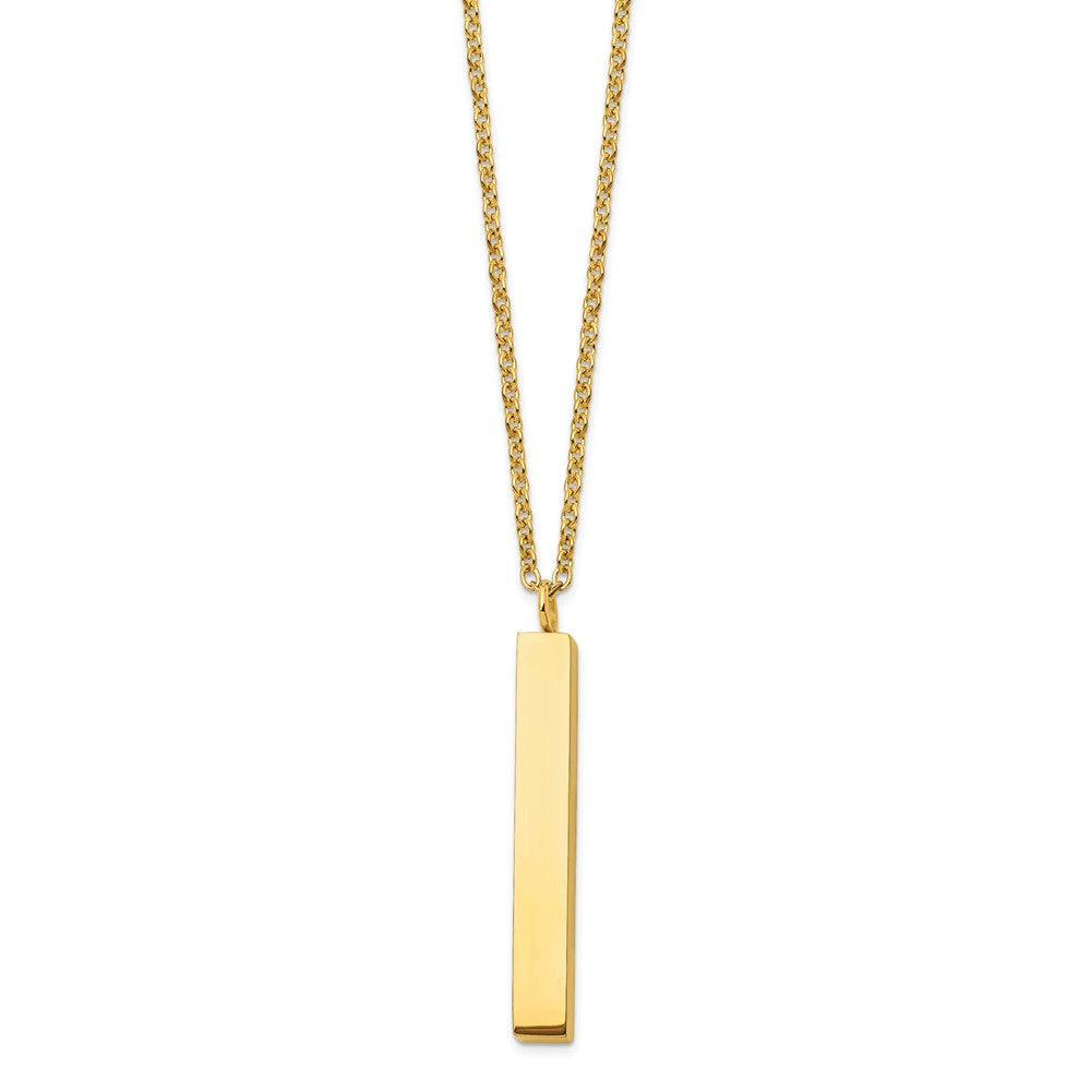 Stainless Steel Polished Yellow IP Vertical Bar 15in w/3in ext. Necklace