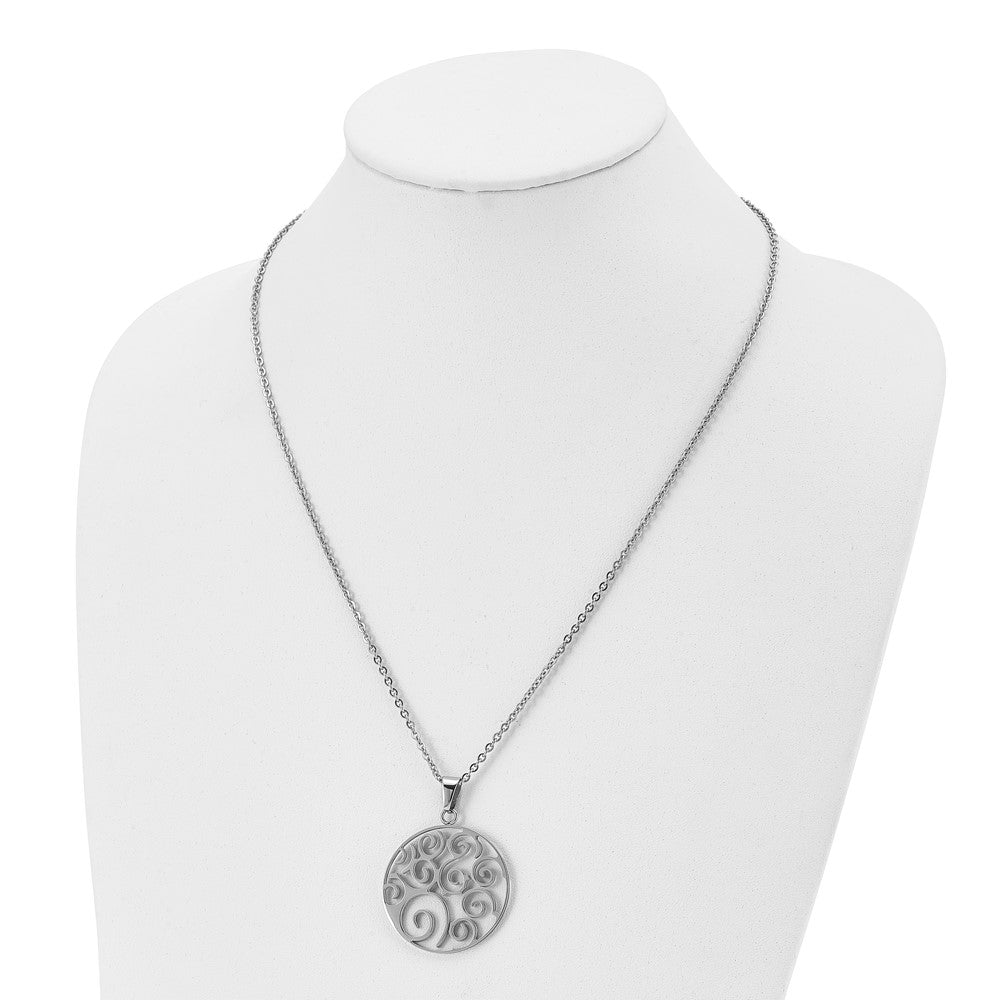 Stainless Steel Polished Fancy Swirl 22in Necklace