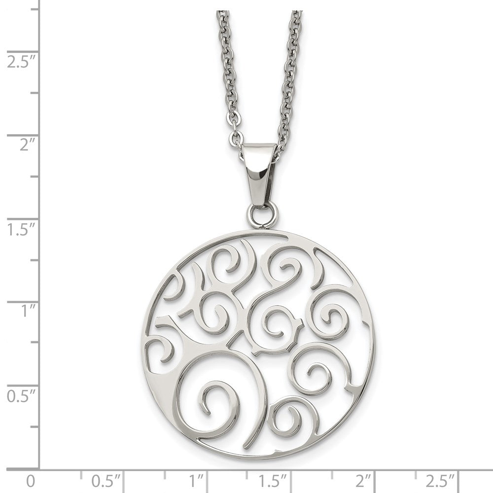 Stainless Steel Polished Fancy Swirl 22in Necklace