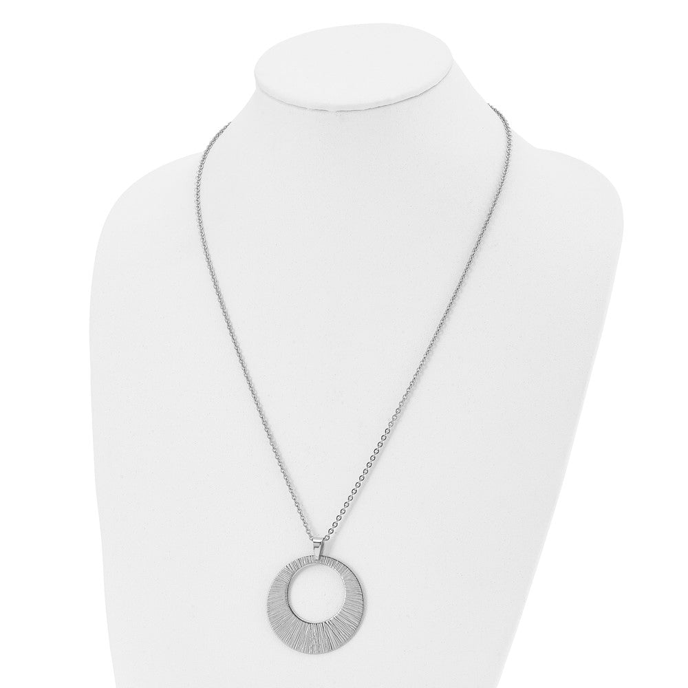 Stainless Steel Polished and Textured Circle 24in Necklace