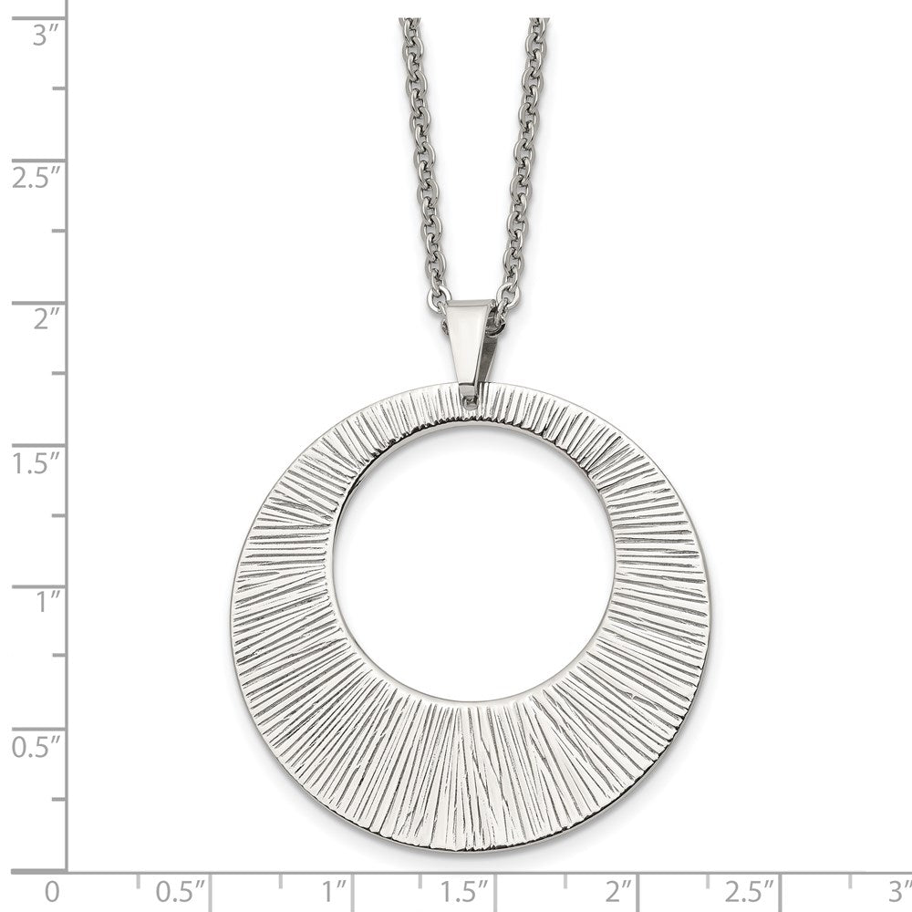Stainless Steel Polished and Textured Circle 24in Necklace