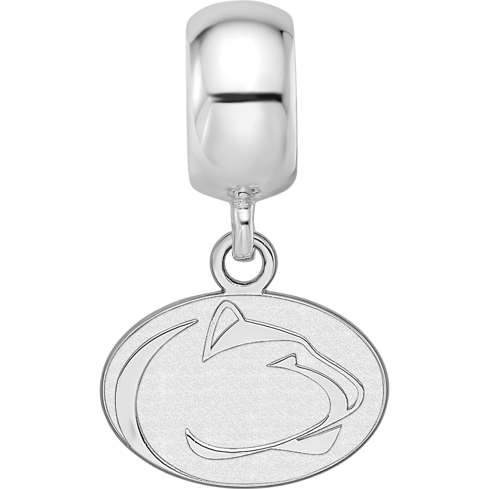 Sterling Silver Rhodium-plated LogoArt Penn State University Lion Extra Small Dangle Bead Charm