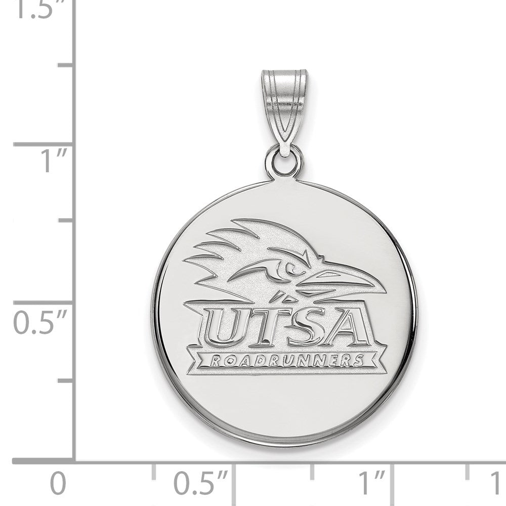 Sterling Silver Rhodium-plated LogoArt University of Texas at San Antonio Large Disc Pendant