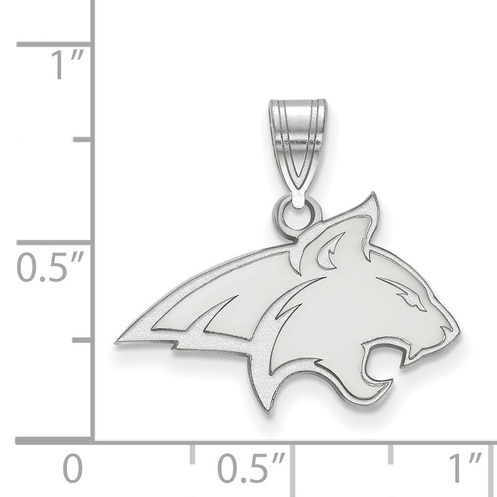 Sterling Silver Rhodium-plated LogoArt Montana State University Bobcat Medium Pendant