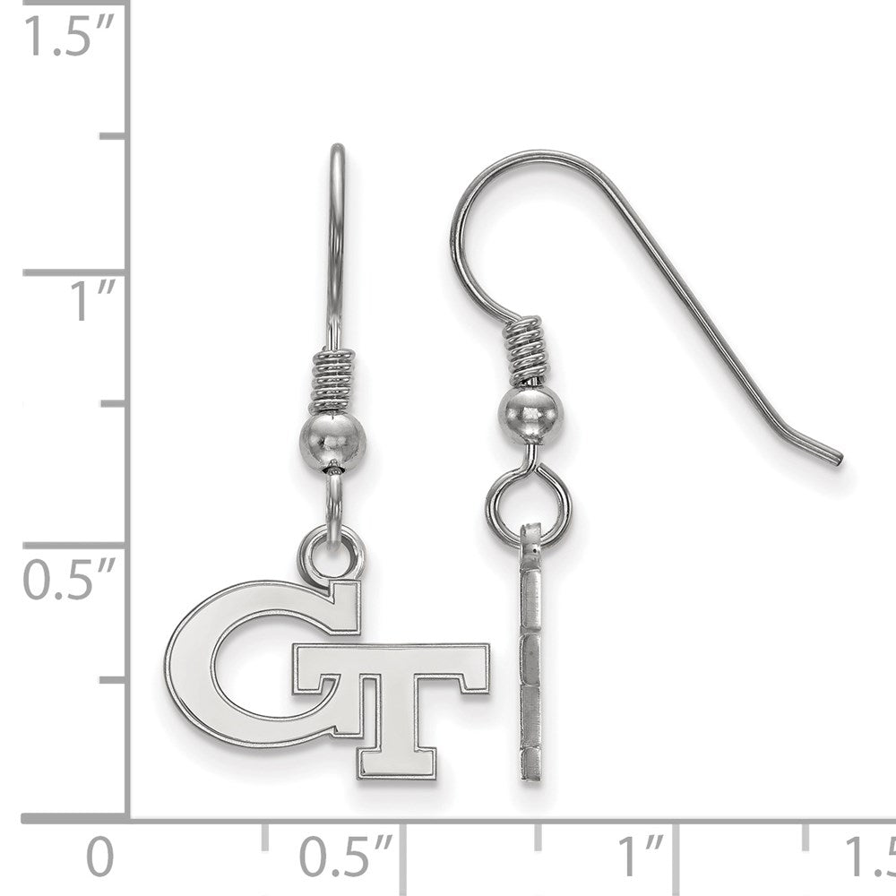 Sterling Silver Rhodium-plated LogoArt Georgia Institute of Technology G-T Extra Small Dangle Wire Earrings