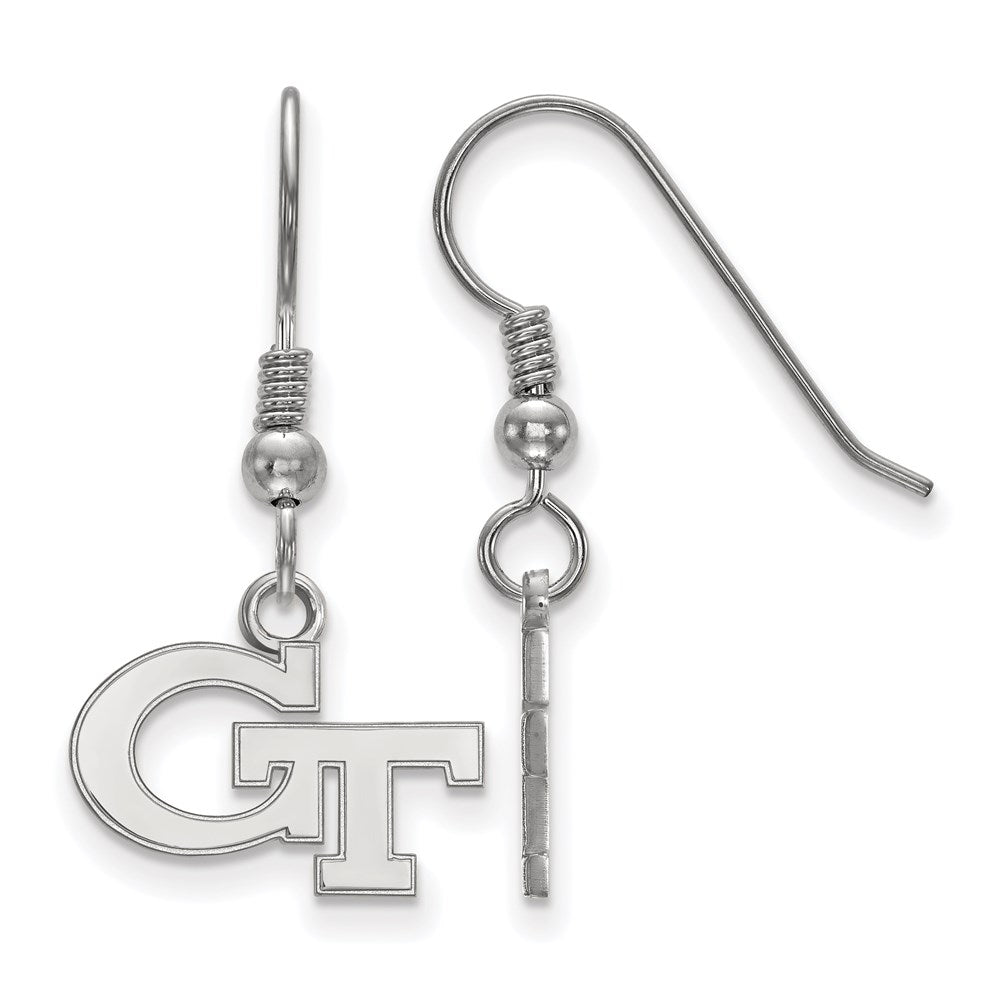 Sterling Silver Rhodium-plated LogoArt Georgia Institute of Technology G-T Extra Small Dangle Wire Earrings