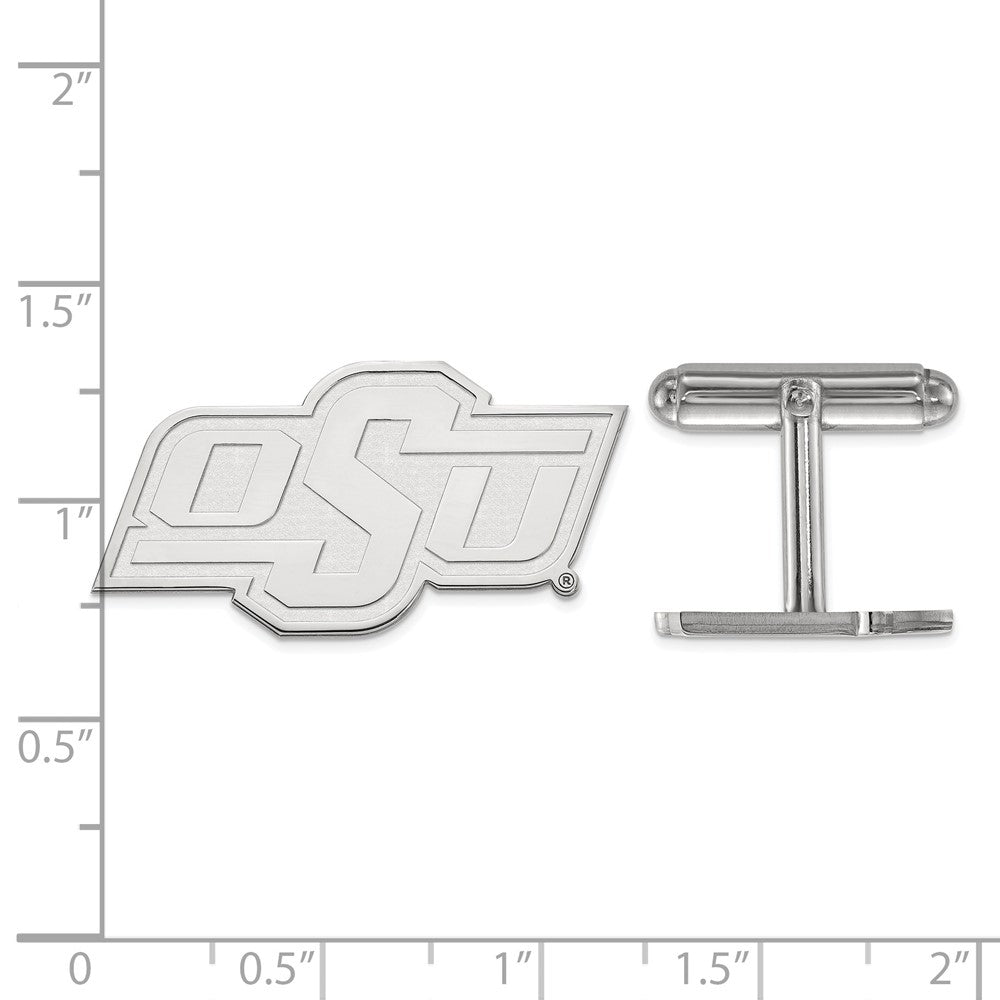 Sterling Silver Rhodium-plated LogoArt Oklahoma State University O-S-U Cuff Links
