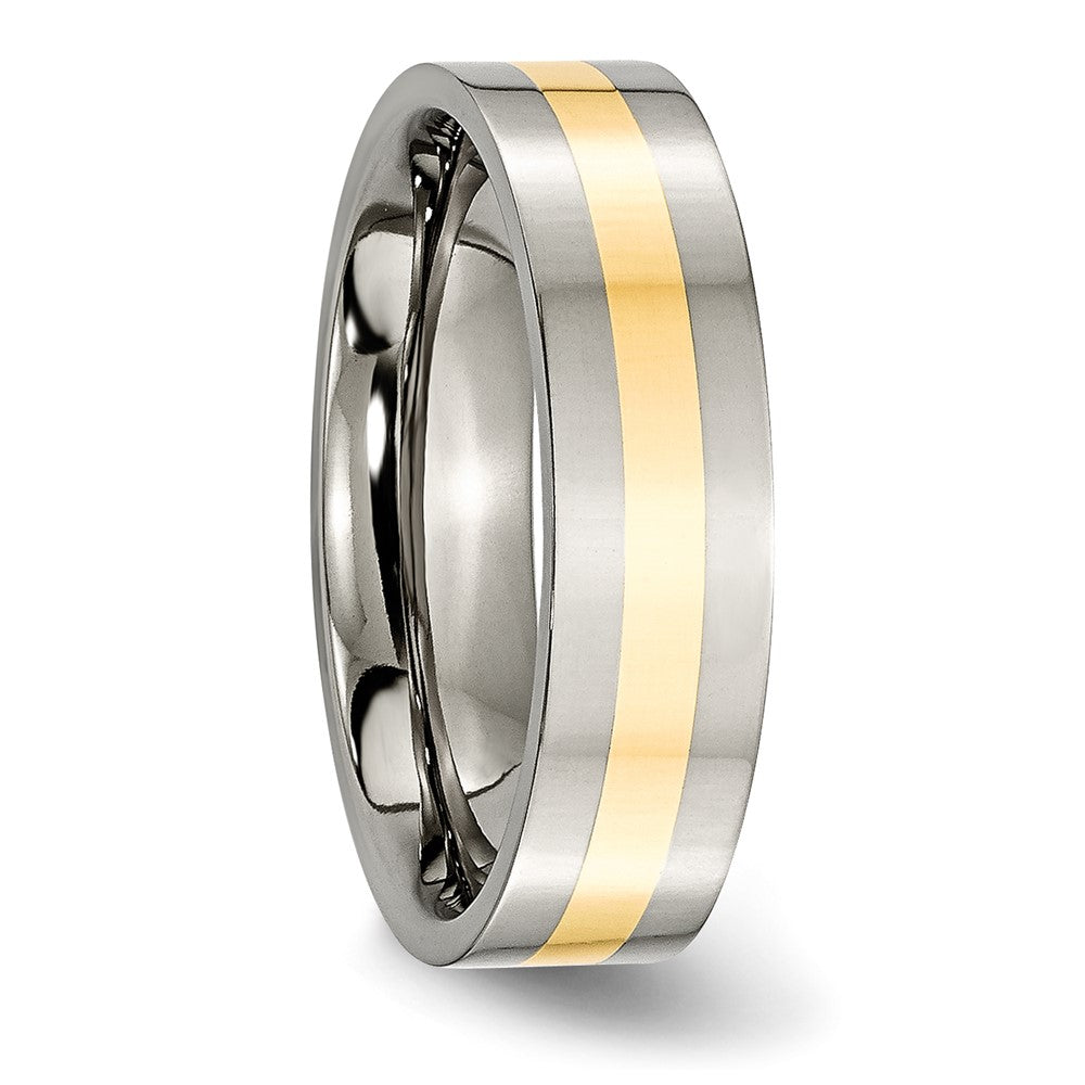 Titanium Polished w/14k Yellow Inlay 6mm Flat Band