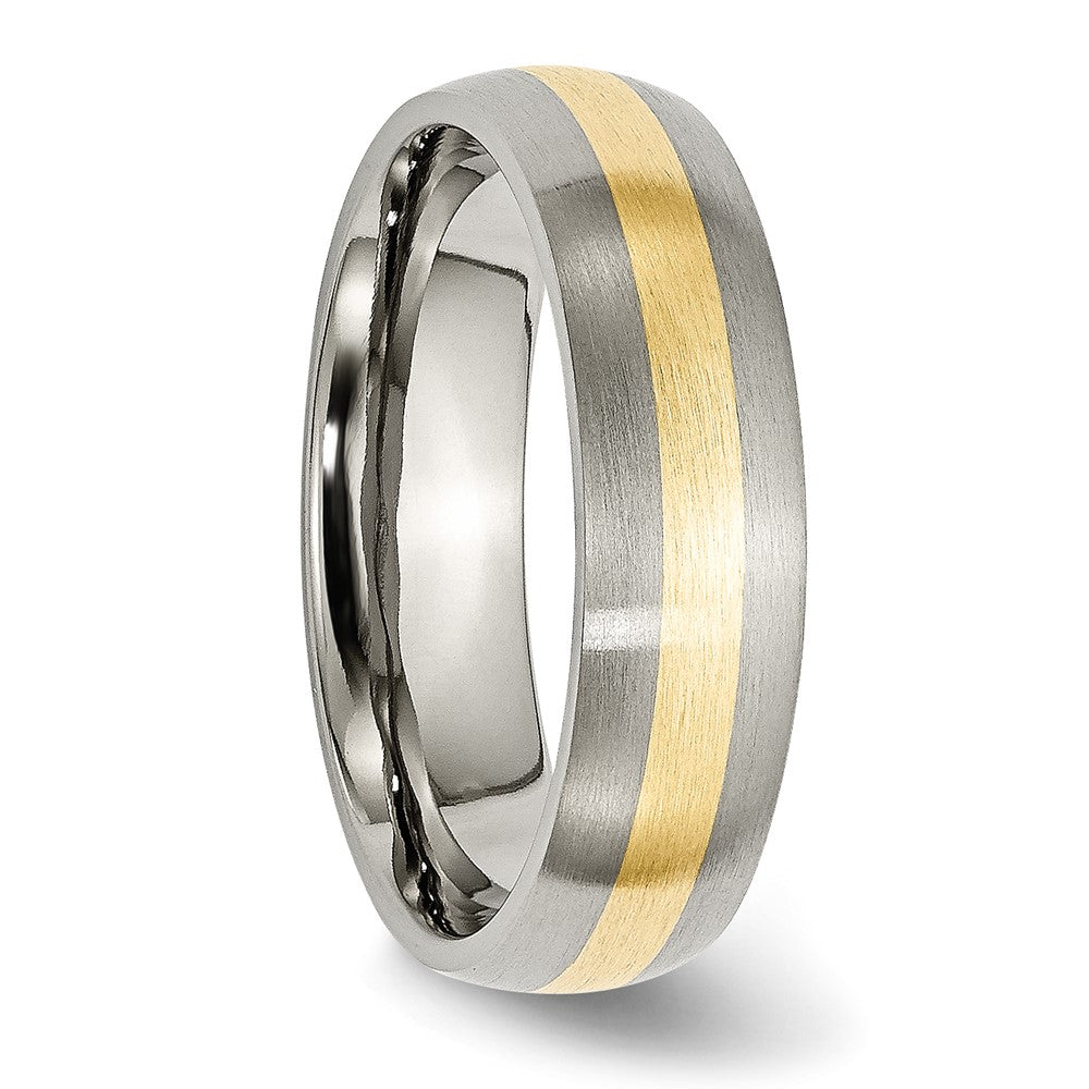 Titanium Brushed w/14k Yellow Inlay 6mm Band