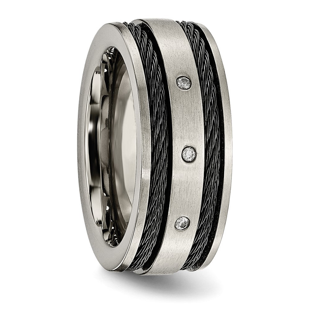 Titanium Brushed Black IP-plated Cable 1/20ct Diamond 10mm Band