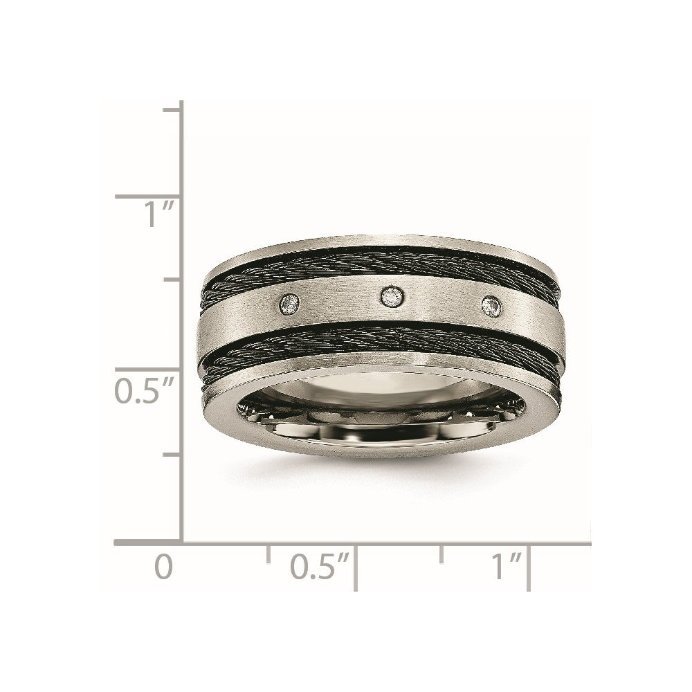 Titanium Brushed Black IP-plated Cable 1/20ct Diamond 10mm Band