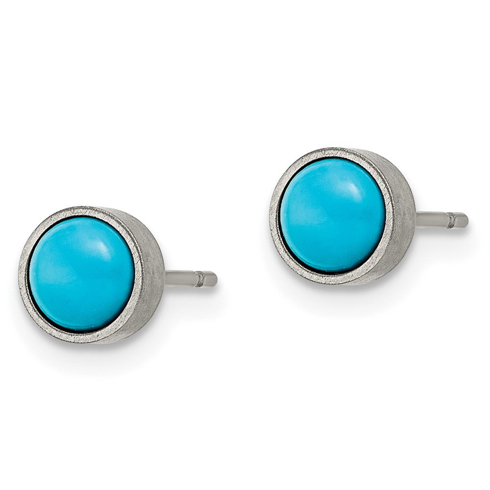 Titanium Brushed Turquoise 6mm Stud Earrings