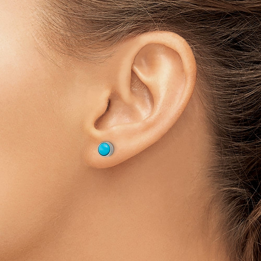Titanium Brushed Turquoise 6mm Stud Earrings
