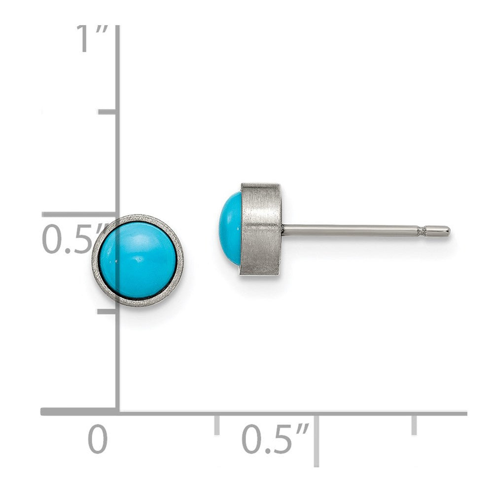 Titanium Brushed Turquoise 6mm Stud Earrings