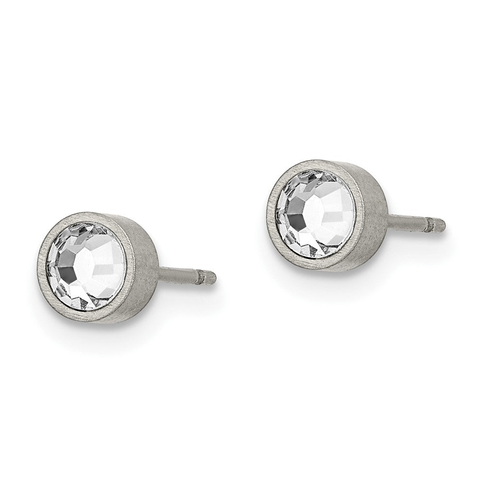 Titanium Brushed CZ 5mm Stud Earrings