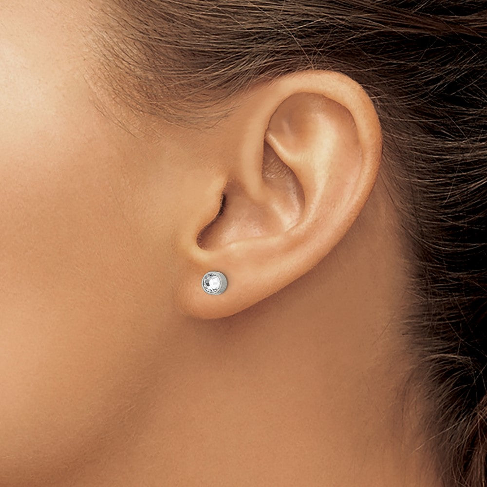Titanium Brushed CZ 5mm Stud Earrings