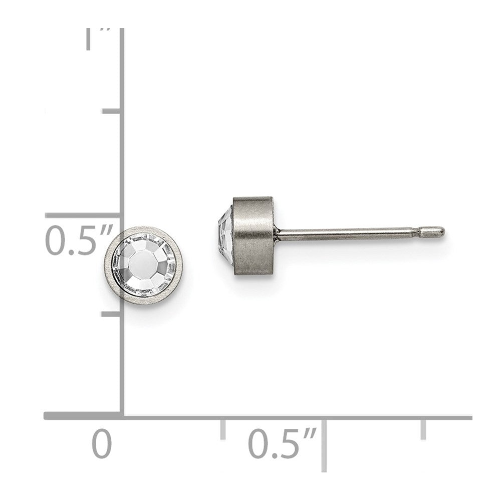 Titanium Brushed CZ 5mm Stud Earrings