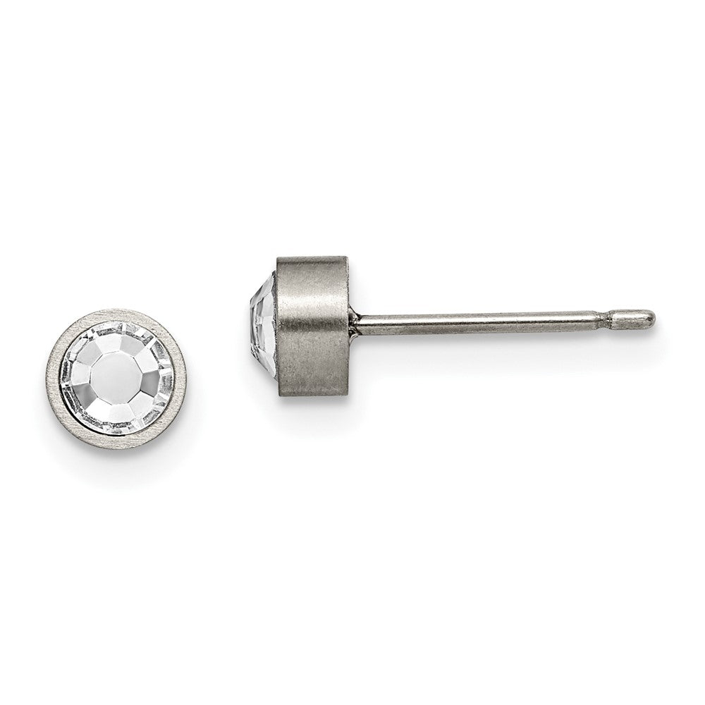 Titanium Brushed CZ 5mm Stud Earrings