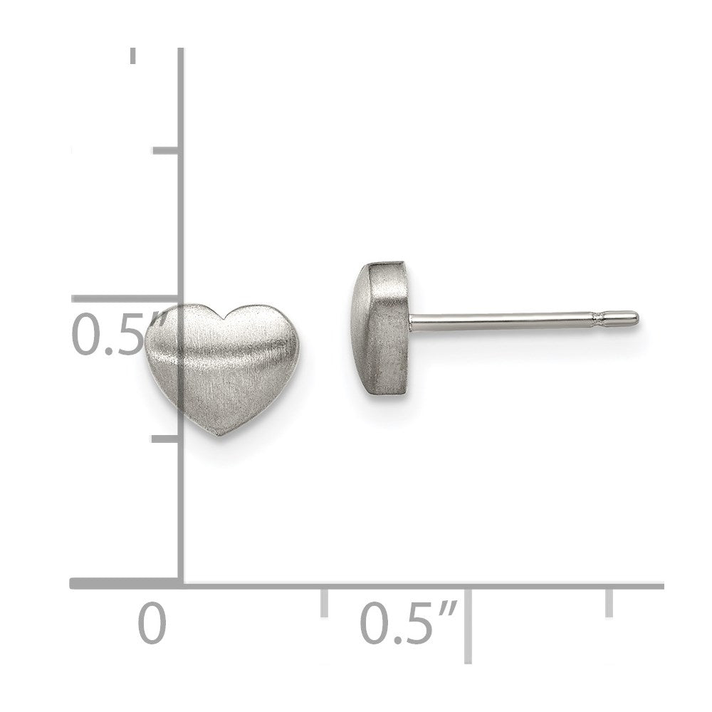 Titanium Brushed Heart Post Earrings