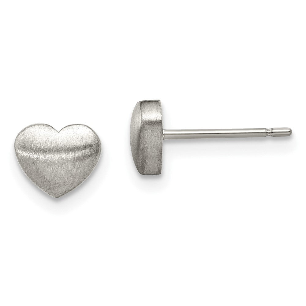 Titanium Brushed Heart Post Earrings