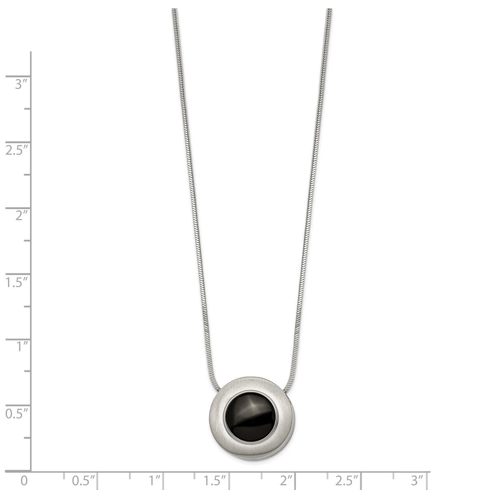 Titanium Brushed and Polished with Black Ceramic 18in Necklace