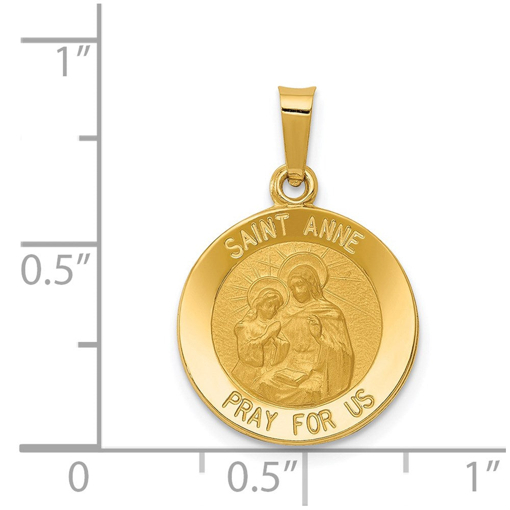 14k Polished and Satin St. Anne Medal Hollow Pendant
